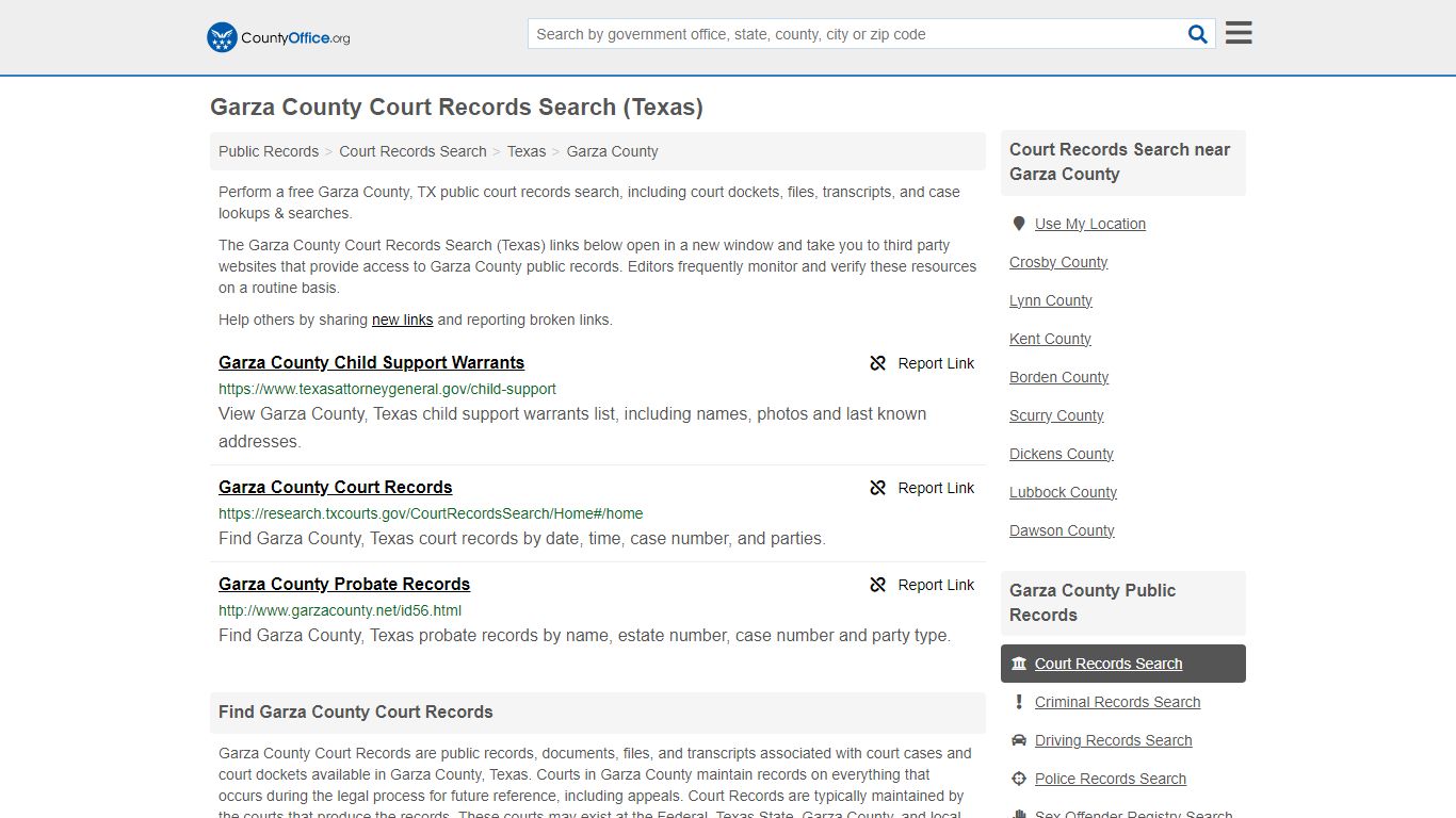 Court Records Search - Garza County, TX (Adoptions, Criminal, Child ...